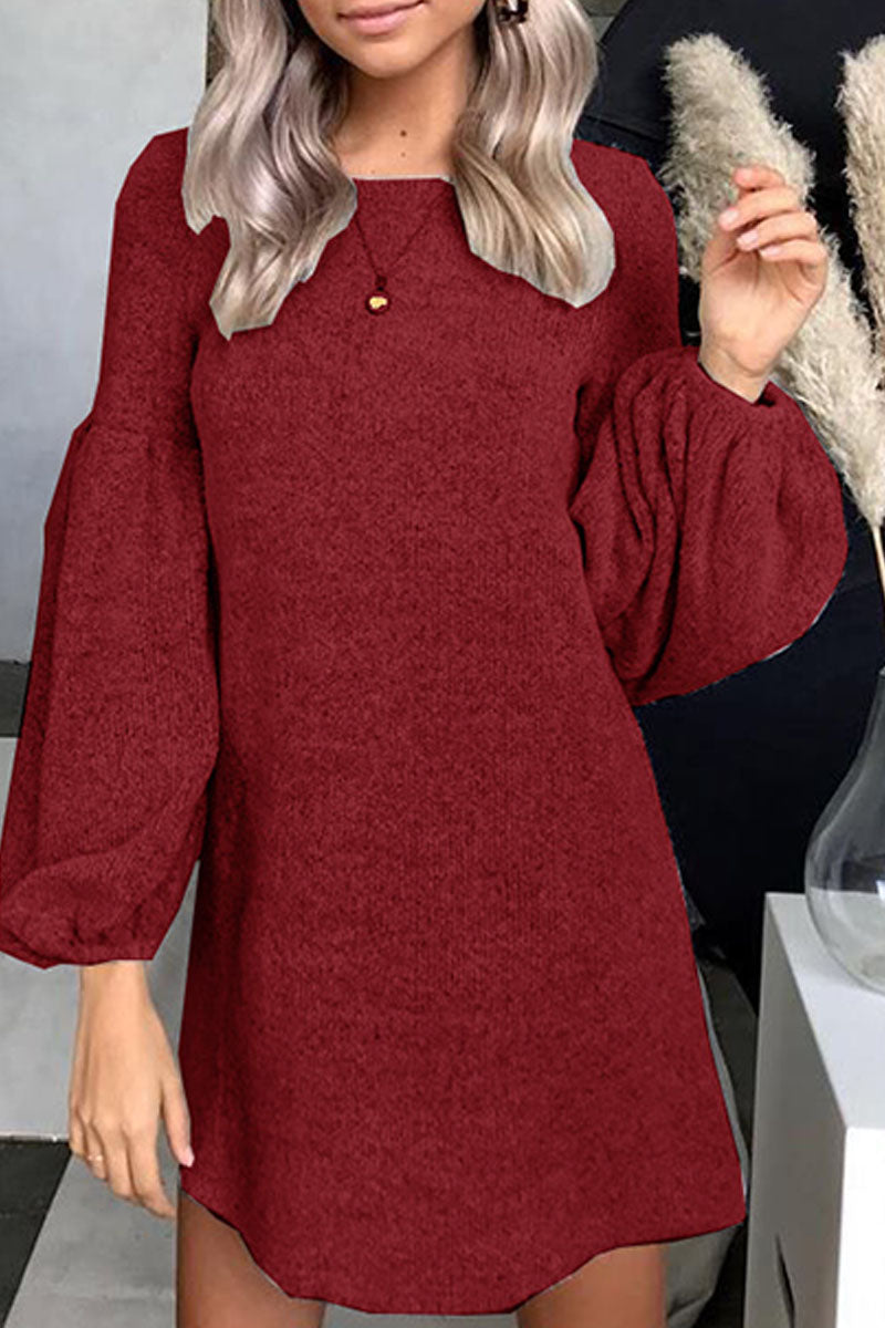 Kaynafashions - Fashion Street Solid O Neck A Line Dresses(4 colors)