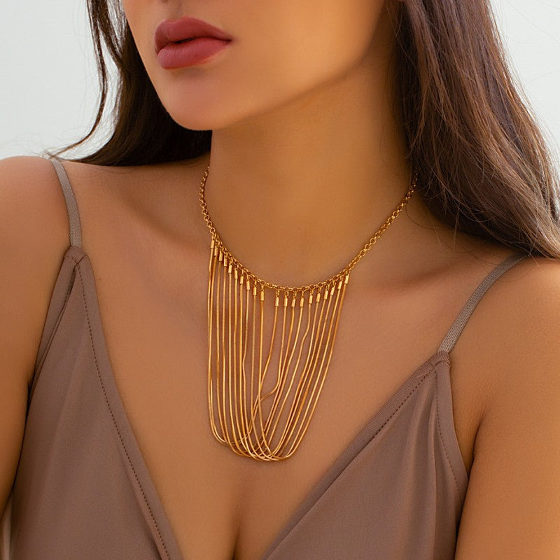 Kaynafashions - Casual Geometric Tassel Chains Necklaces