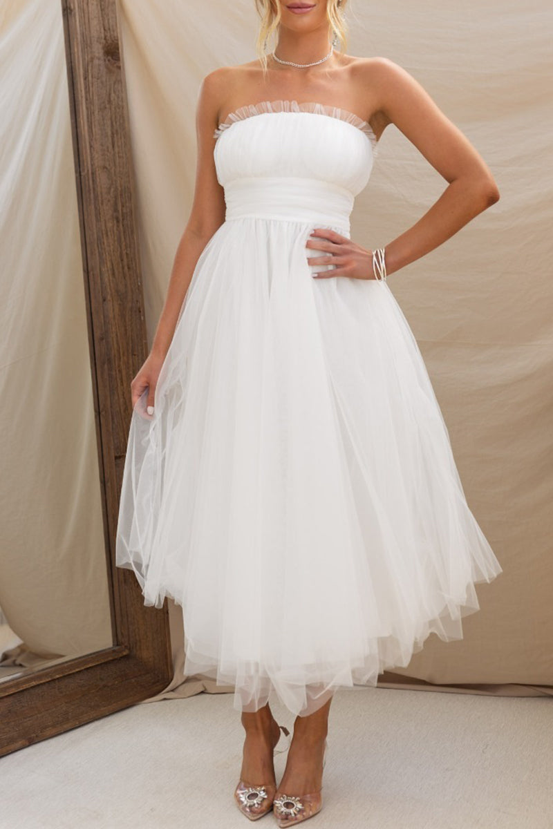 Kaynafashions - Celebrities Elegant Solid Zipper Strapless Evening Dress Dresses