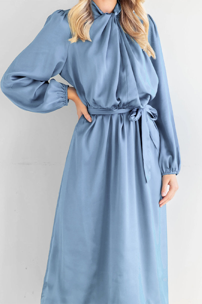 Kaynafashions - Sweet Elegant Solid Bandage Mandarin Collar A Line Dresses(4 Colors)