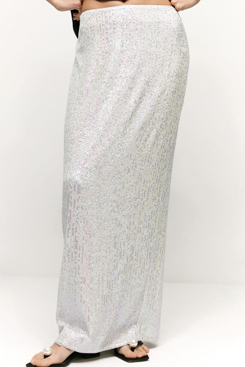 Kaynafashions - Elegant Solid Sequins Straight Solid Color Bottoms