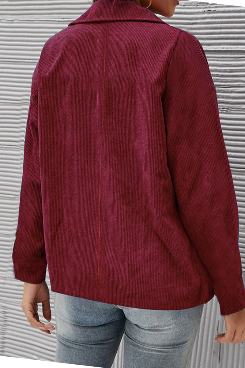 Kaynafashions - Solid Patchwork Turndown Collar Outerwear(10 Colors)