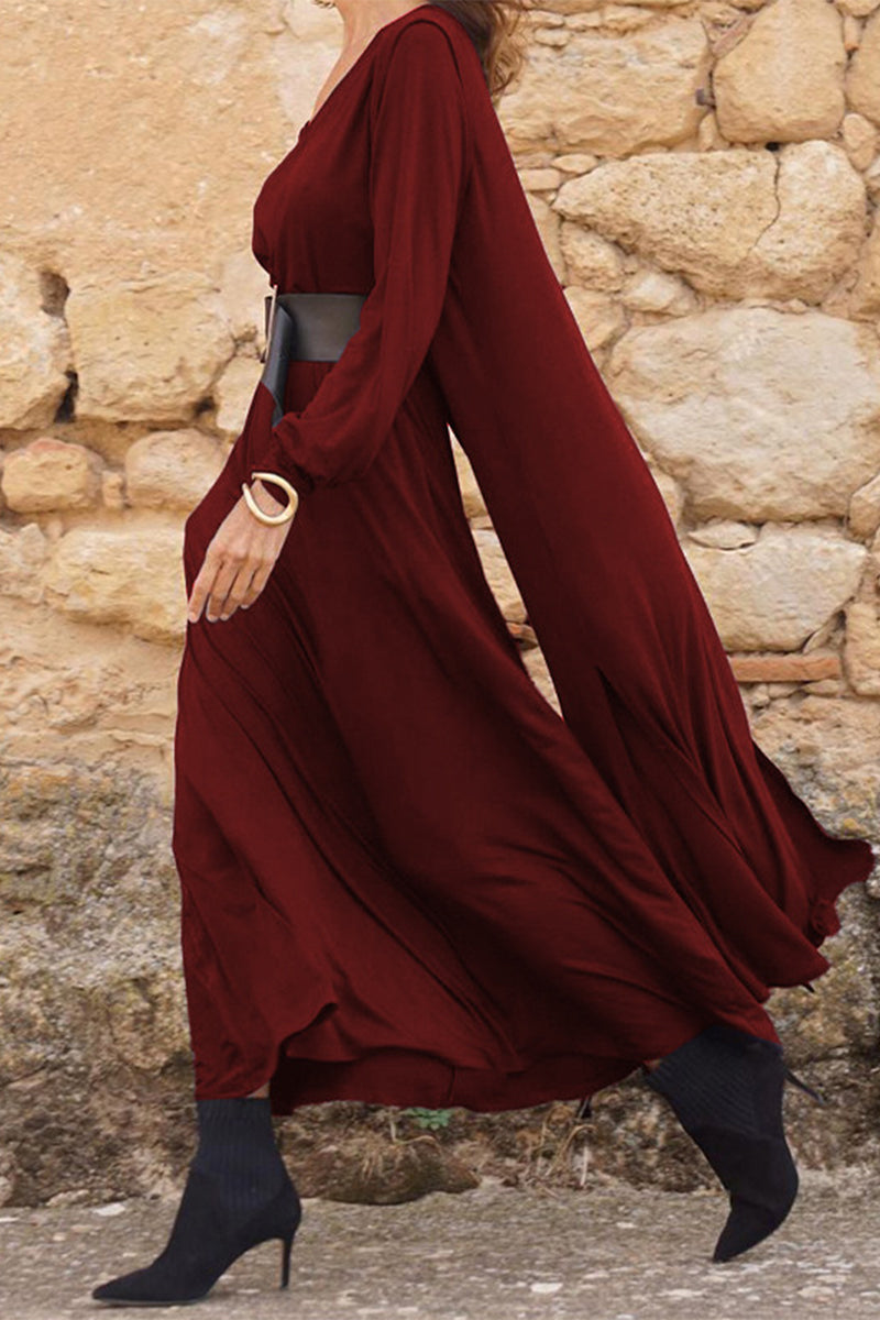 Kaynafashions - Casual Solid With Belt V Neck Long Sleeve Two Pieces