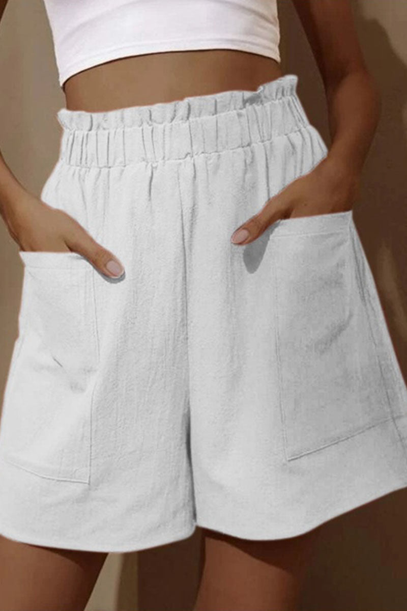 Kaynafashions - Fashion Casual Solid Pocket Loose High Waist Wide Leg Bottoms