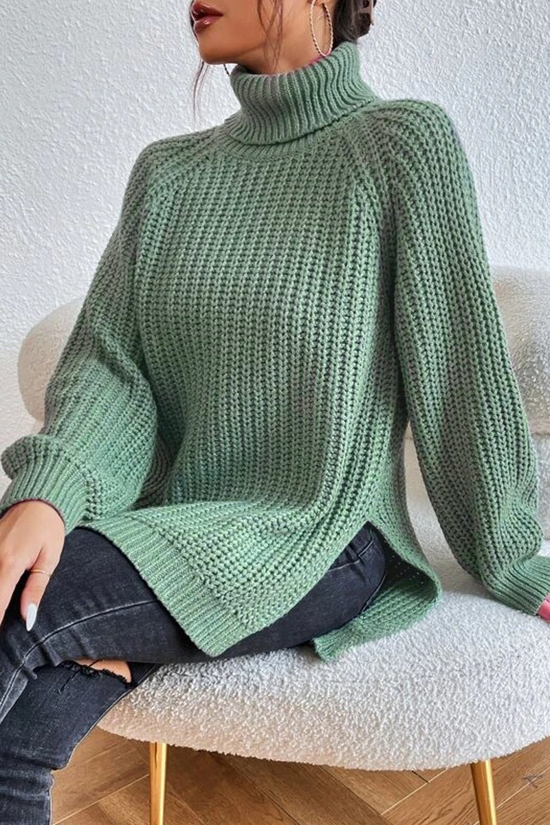 Kaynafashions - Casual Solid Basic Turtleneck Tops