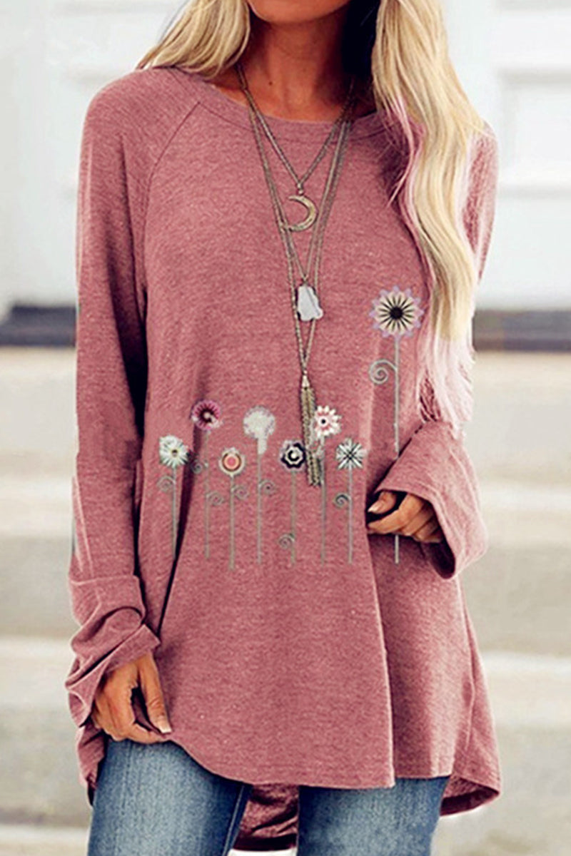 Kaynafashions - Casual Print Printing O Neck T-Shirts