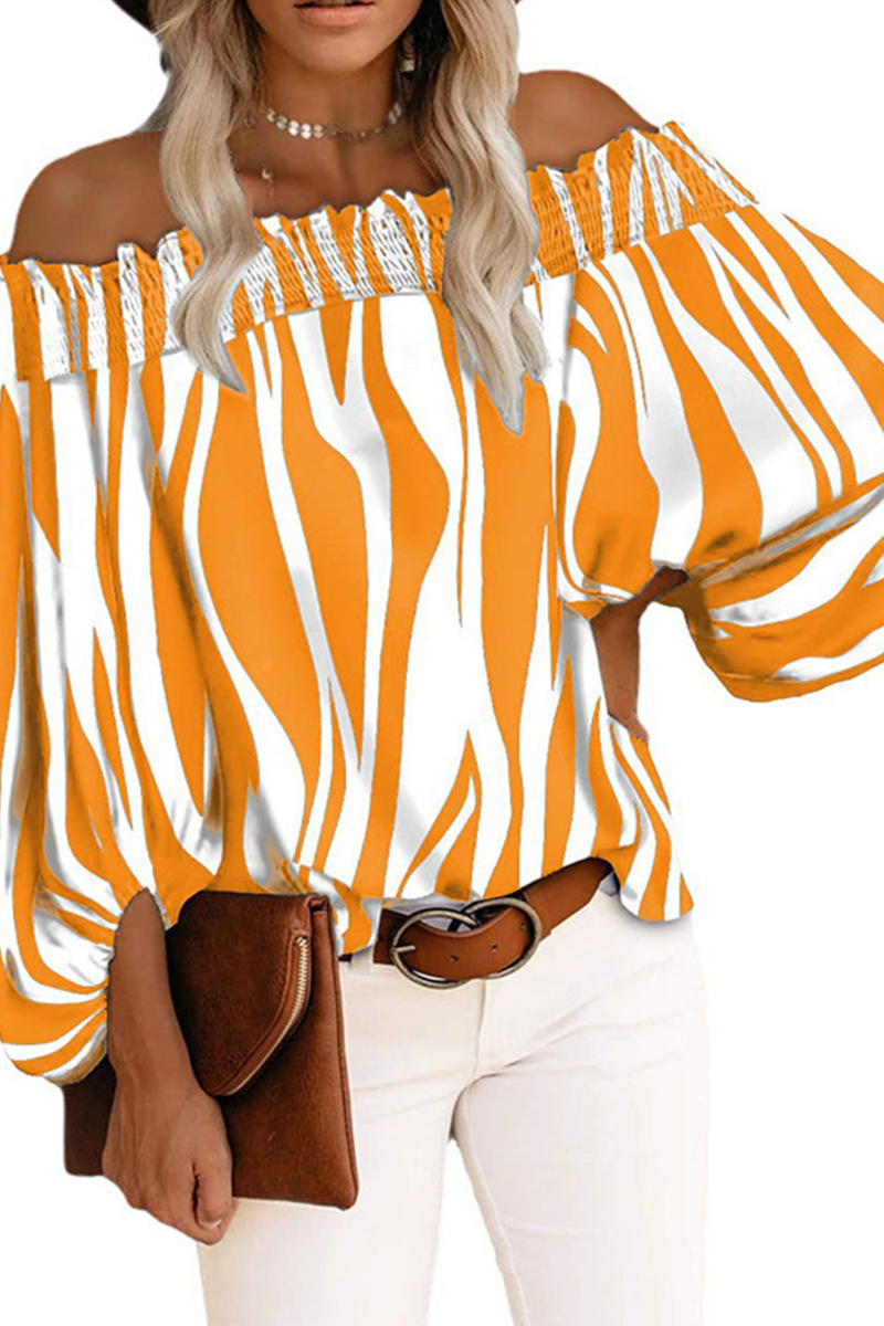 Kaynafashions - Casual Striped Patchwork Off the Shoulder Tops(6 Colors)