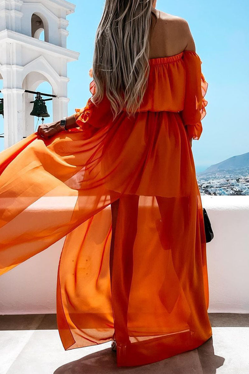 Kaynafashions - Fashion Elegant Solid Patchwork Off the Shoulder Irregular Dresses