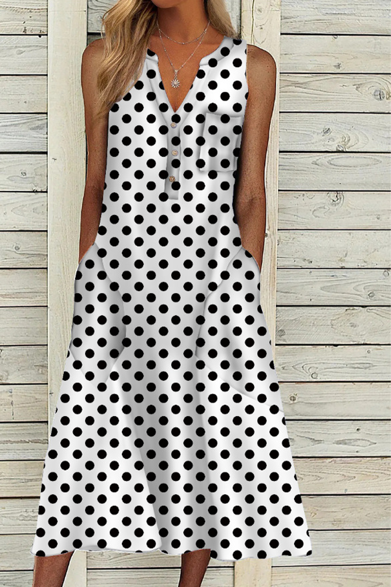 Kaynafashions - Casual Print Patchwork V Neck Straight Dresses(9 Colors)