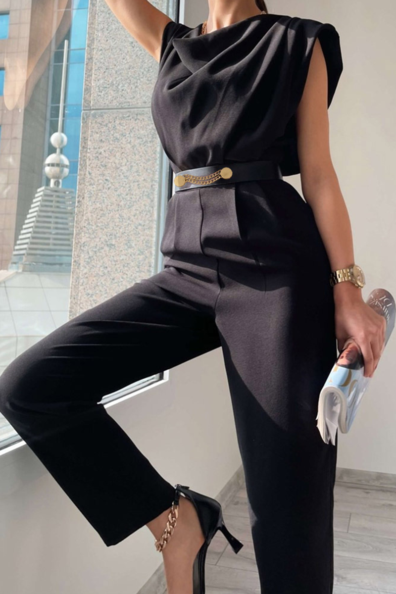 Kaynafashions - Street Solid Patchwork U Neck Regular Jumpsuits(3 Colors)