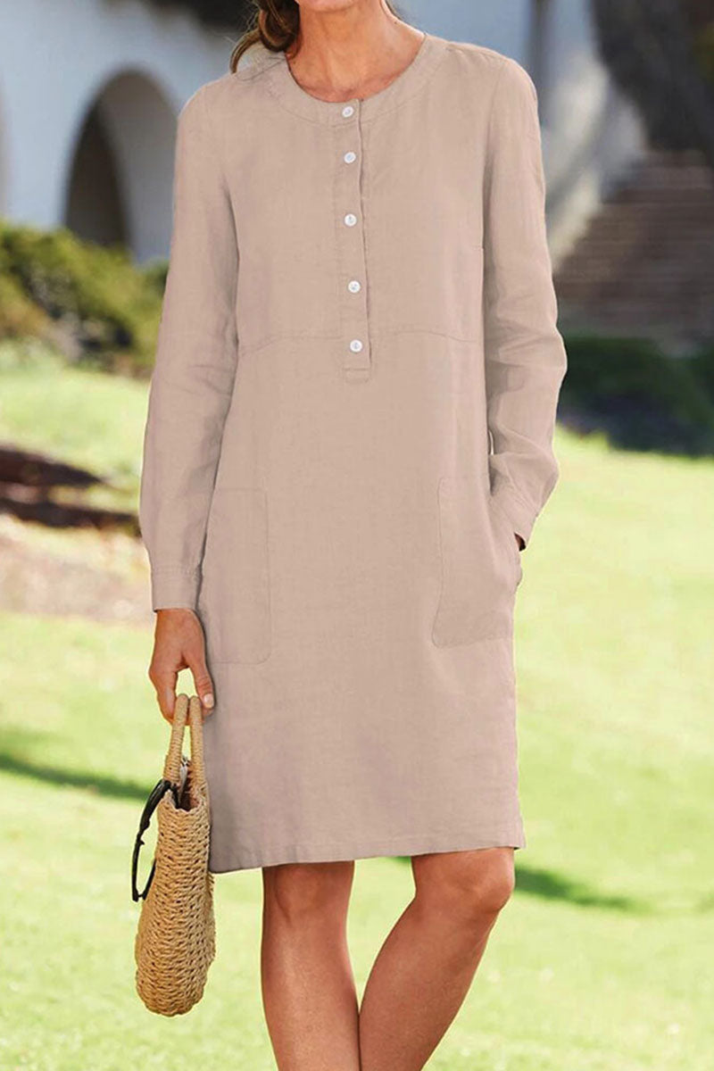 Kaynafashions - Fashion Street Solid O Neck A Line Dresses