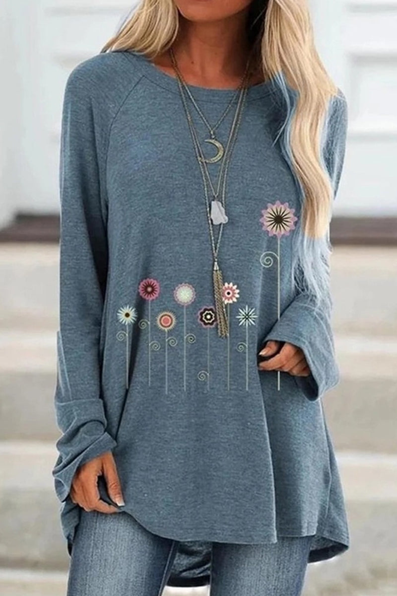 Kaynafashions - Casual Print Printing O Neck T-Shirts