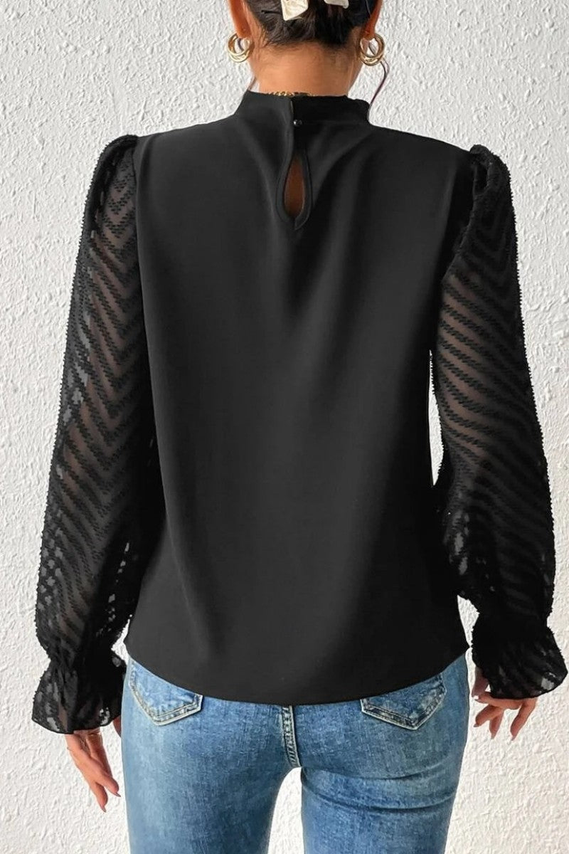 Kaynafashions - Casual Solid Patchwork Flounce Half A Turtleneck Tops