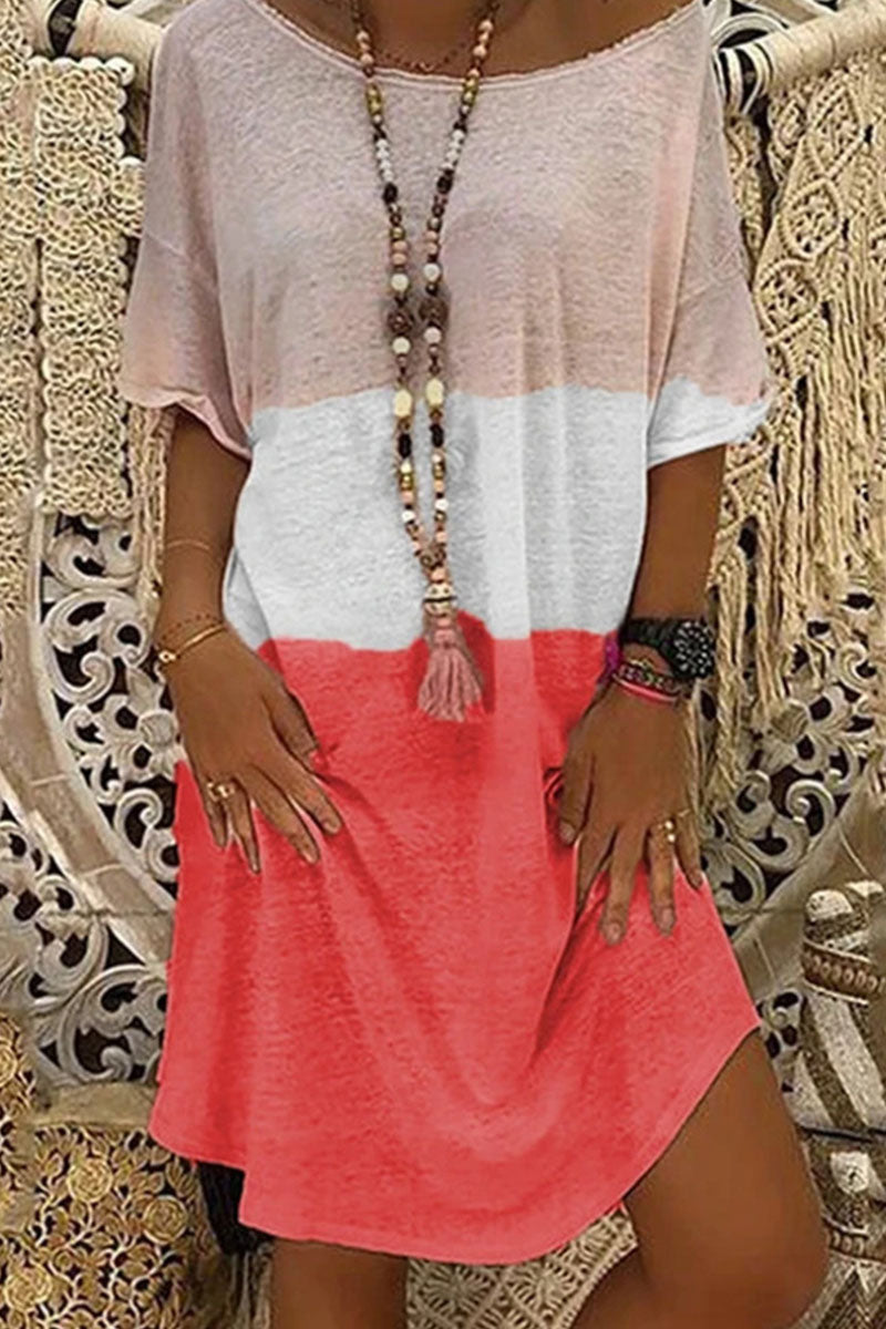 Kaynafashions - Fashion Street Solid Patchwork O Neck Princess Dresses(4 Colors)