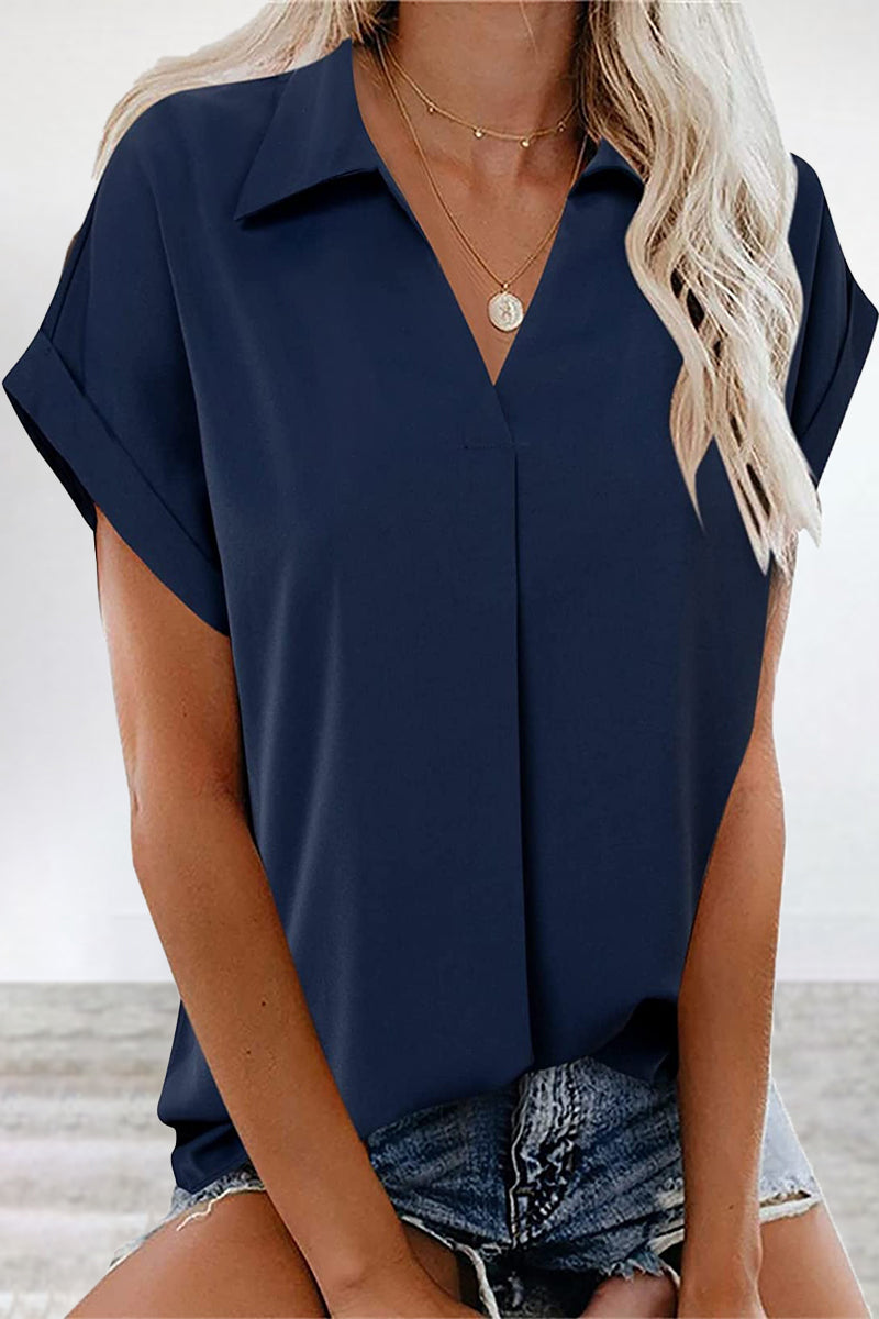Kaynafashions - Work Simplicity Solid V Neck Blouses(5 Colors)