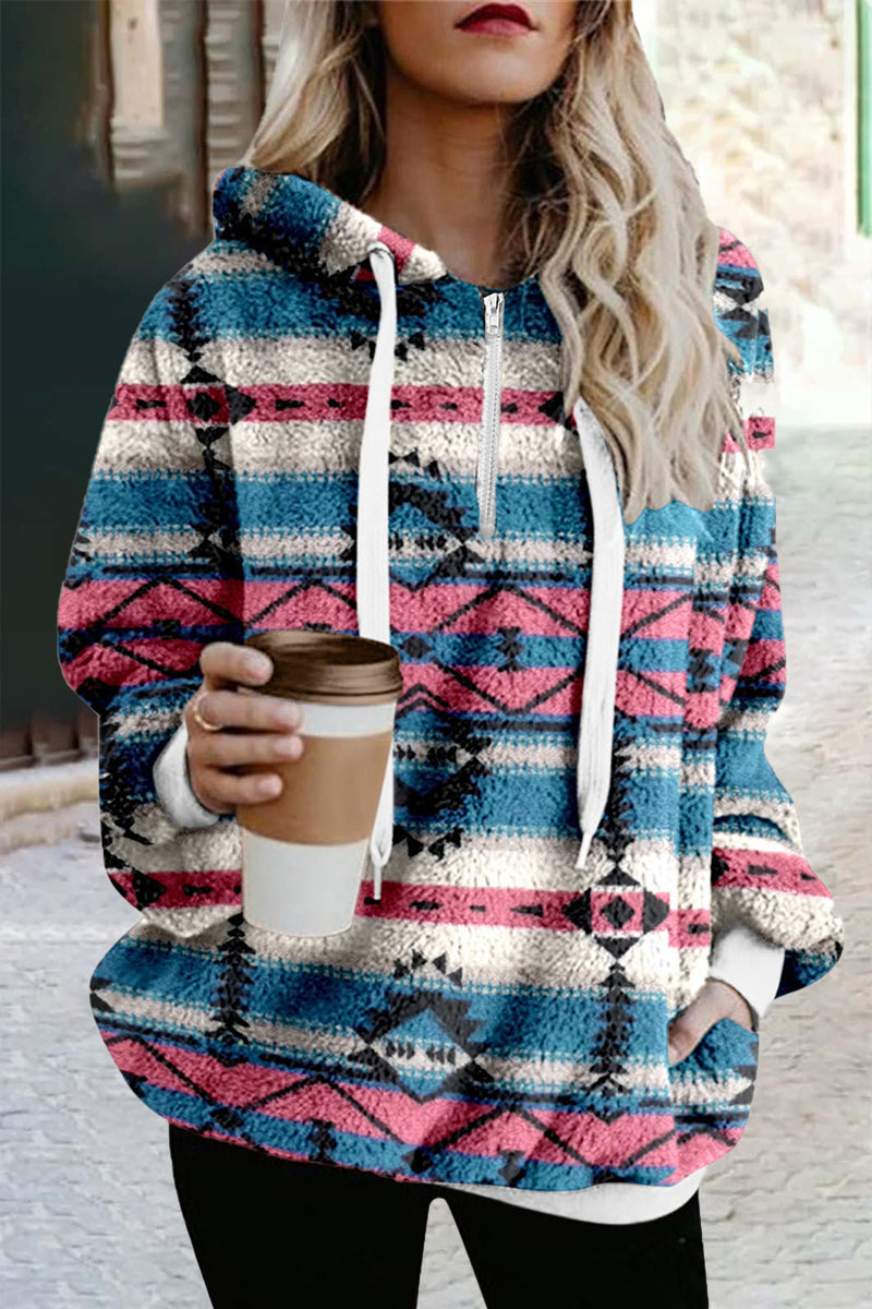 Kaynafashions - Street Print Printing Hooded Collar Tops