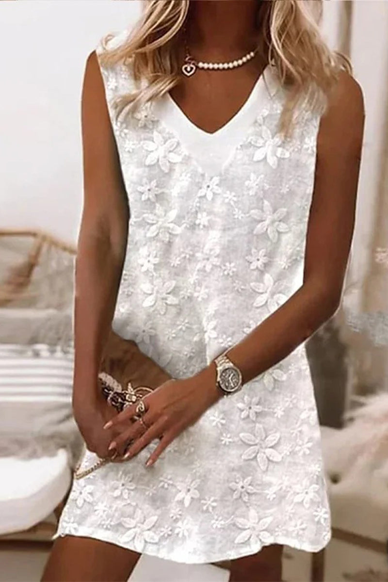 Kaynafashions - Casual Sweet Solid Embroidered Vest Dress Dresses