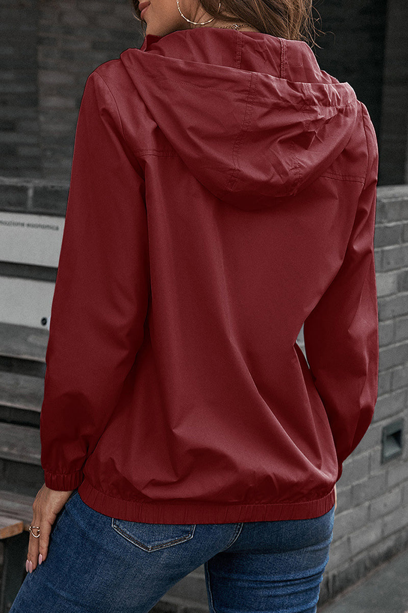 Kaynafashions - Casual Sportswear Solid Pocket Hooded Collar Outerwear