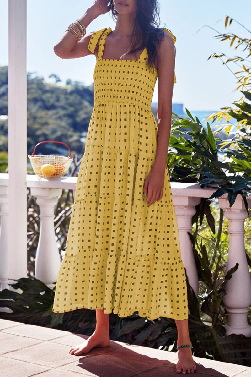 Kaynafashions - Fashion Street Dot Patchwork Spaghetti Strap Printed Dresses(22 Colors)