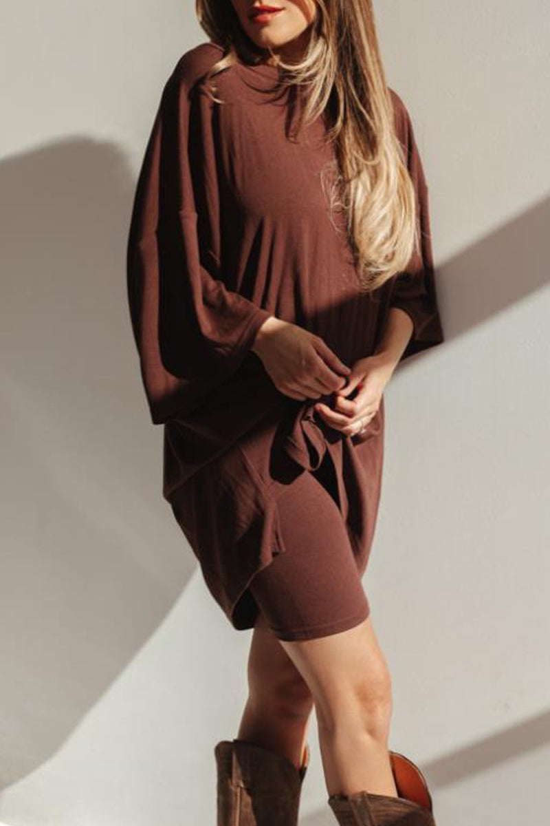 Kaynafashions - Casual Simplicity Solid O Neck Three Quarter Two Pieces