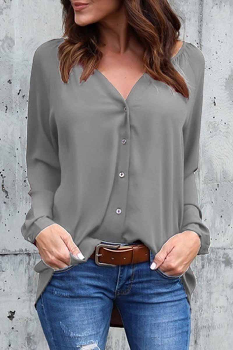 Kaynafashions - Elegant Solid V Neck Tops