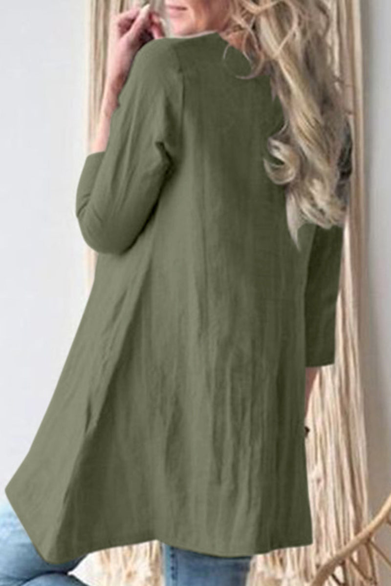Kaynafashions - Casual Solid Pocket O Neck A Line Dresses
