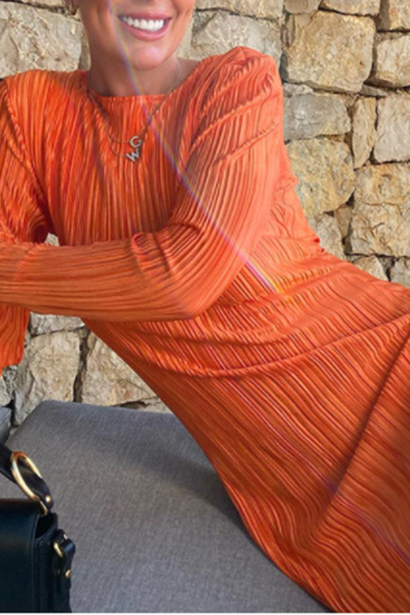 Kaynafashions - Casual Solid Patchwork O Neck Pencil Skirt Dresses