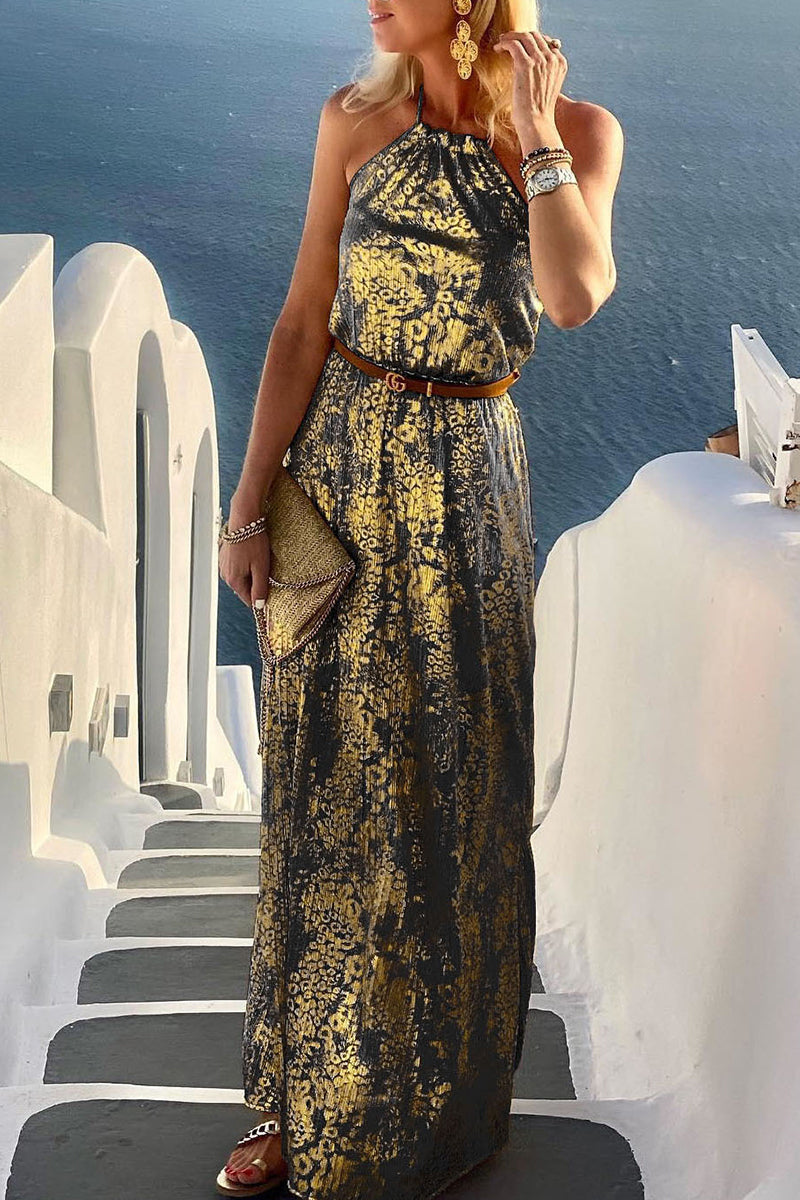 Kaynafashions - Elegant Vacation Backless Without Belt Halter A Line Dresses(6 Colors)