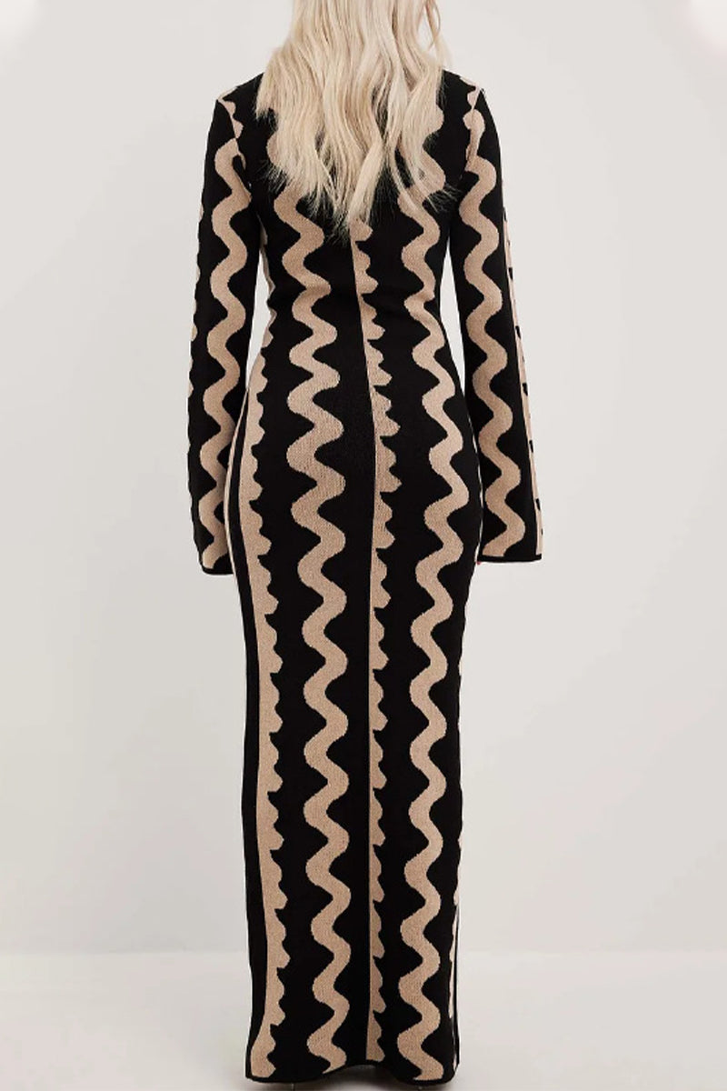 Kaynafashions - Casual Animal Print Contrast O Neck A Line Dresses(4 Colors)