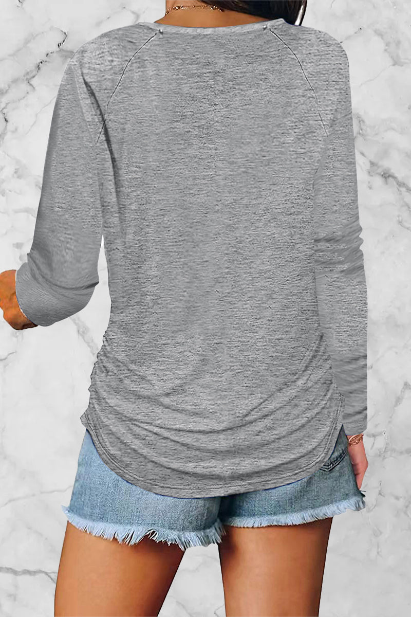 Kaynafashions - Casual Solid Fold V Neck Tops(8 Colors)