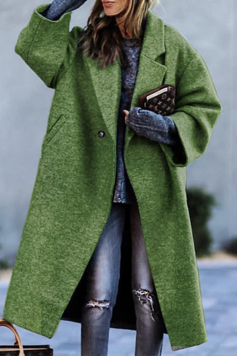 Kaynafashions - Fashion Solid Color Turndown Collar Outerwear