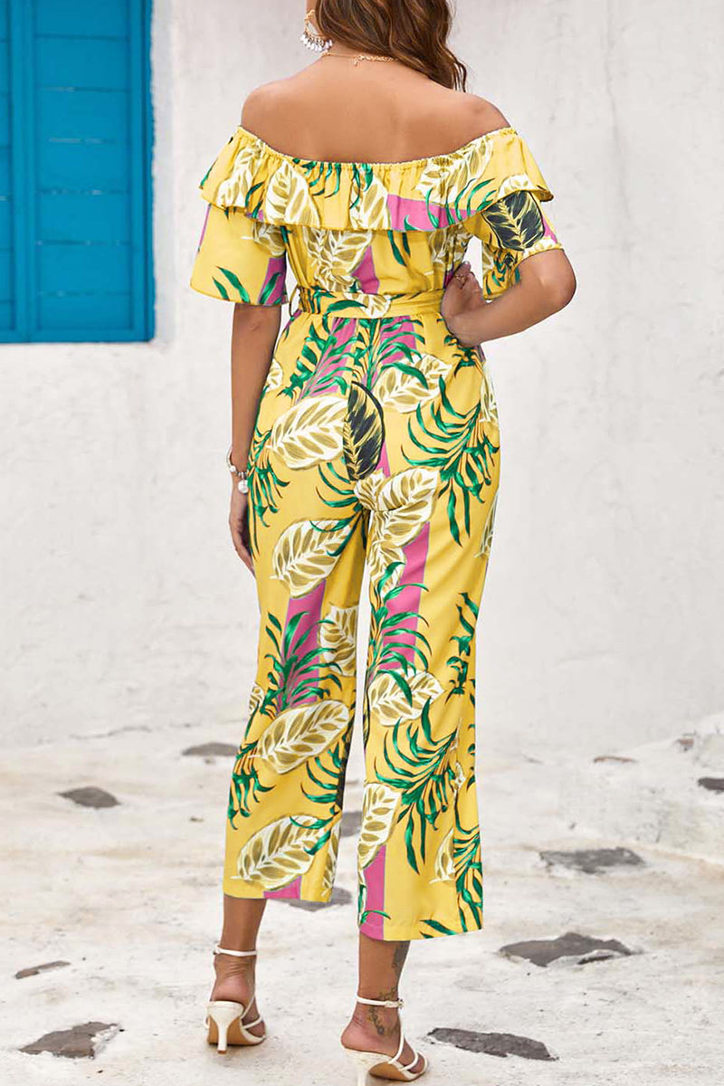 Kaynafashions - Bohemian College Floral Patchwork Flounce O Neck Loose Jumpsuits