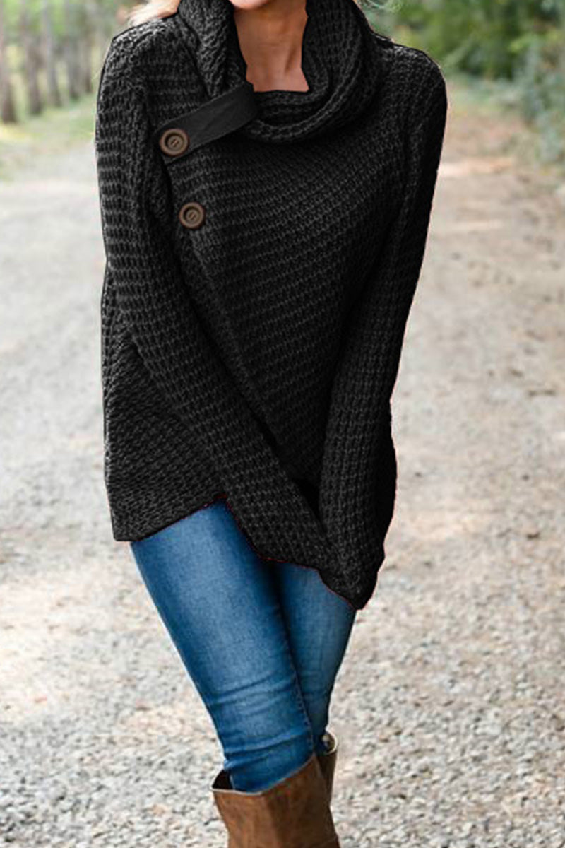 Kaynafashions - Fashion Casual Solid Patchwork Scarf Collar Sweaters(4 colors)