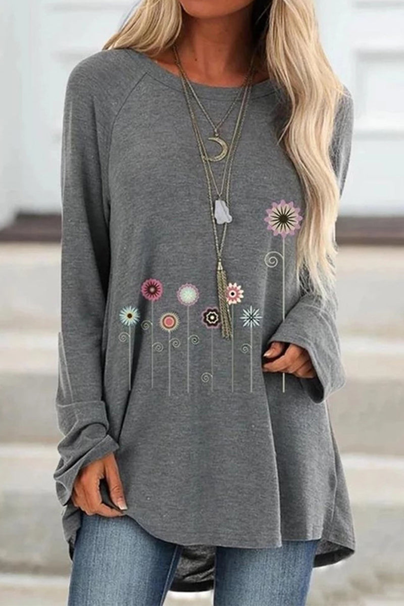 Kaynafashions - Casual Print Printing O Neck T-Shirts