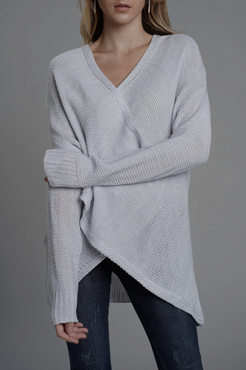 Kaynafashions - Casual Solid Patchwork V Neck Tops