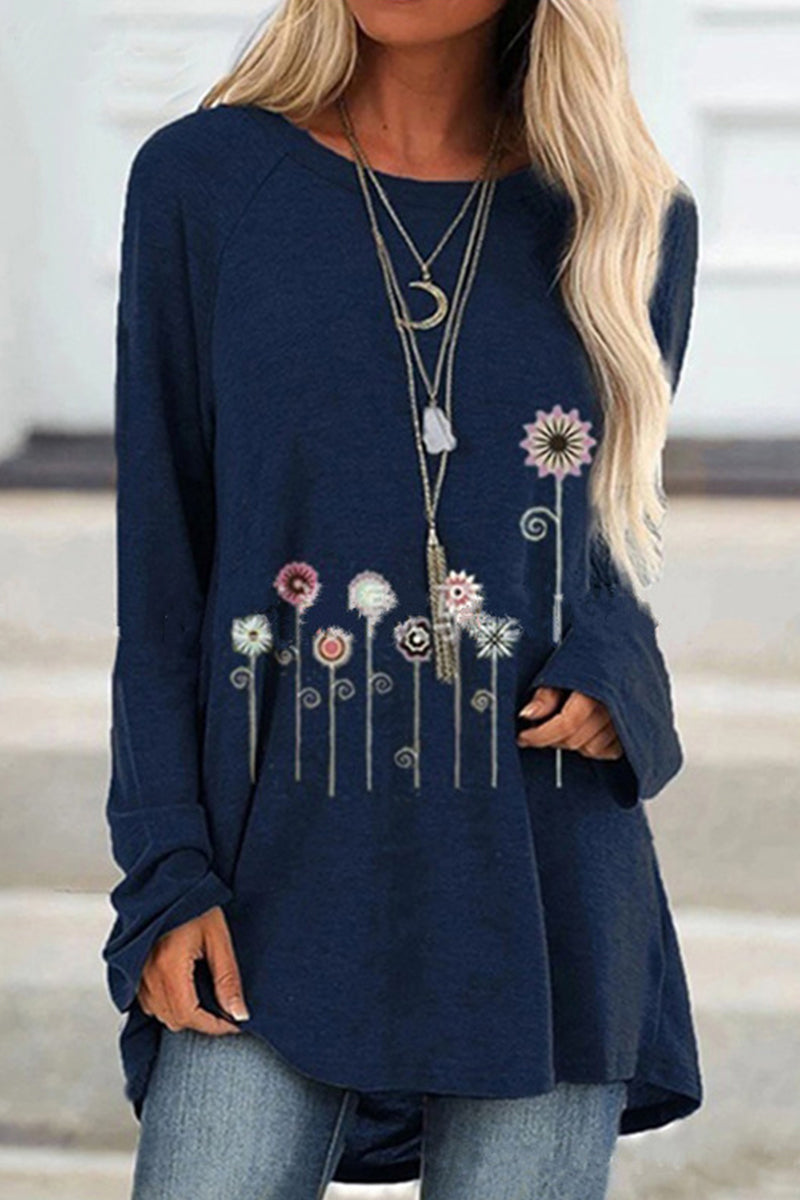 Kaynafashions - Casual Print Printing O Neck T-Shirts