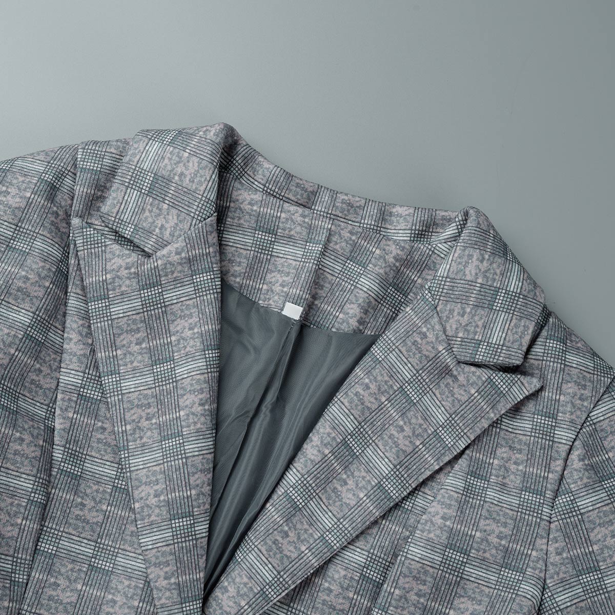 Kaynafashions - Fashion Street Plaid Patchwork Buckle Turn-back Collar Outerwear(3 Colors)