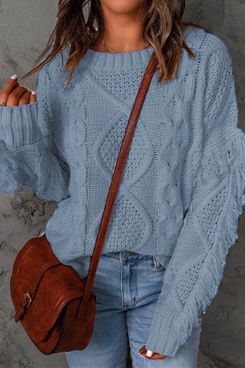 Kaynafashions - Sweet Elegant Solid Tassel O Neck Sweaters(8 Colors)