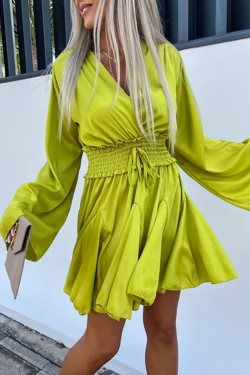 Kaynafashions - Casual Vacation Solid Frenulum V Neck A Line Dresses(6 Colors)