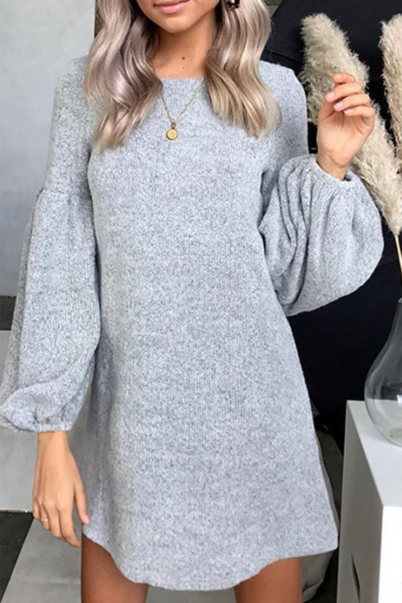 Kaynafashions - Fashion Street Solid O Neck A Line Dresses(4 colors)