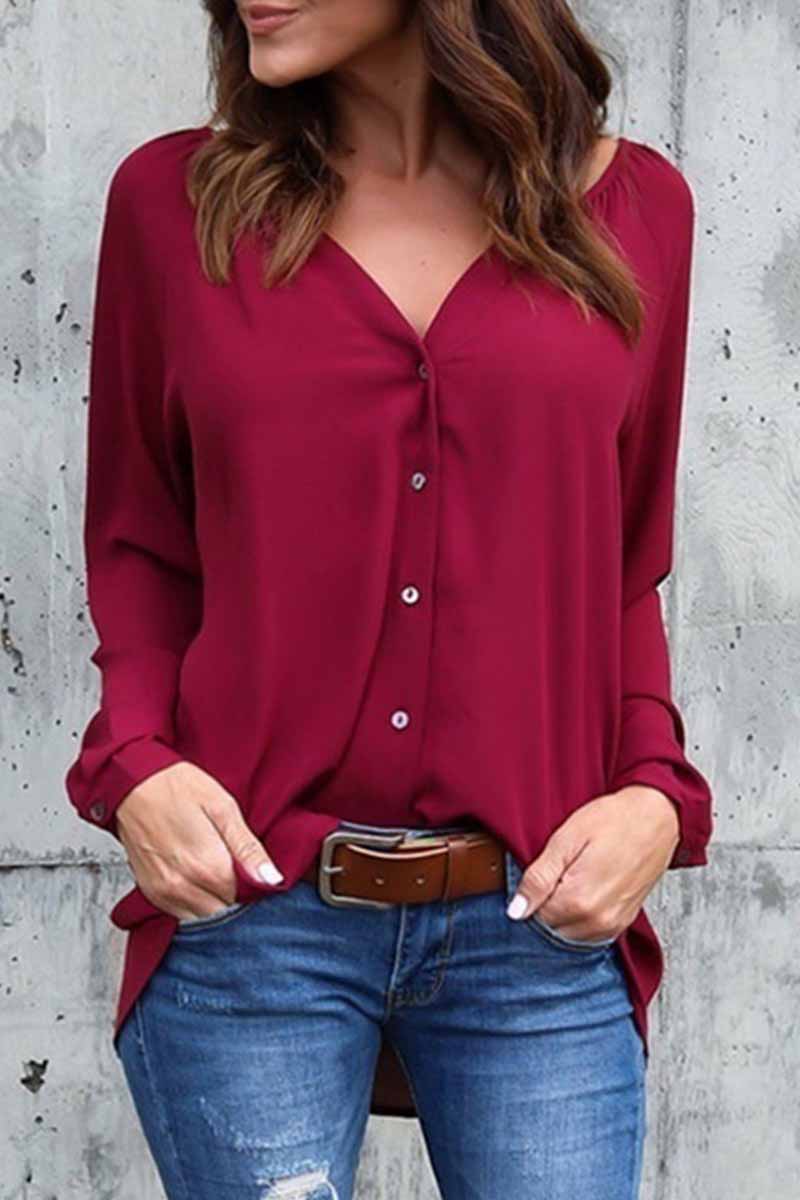 Kaynafashions - Elegant Solid V Neck Tops