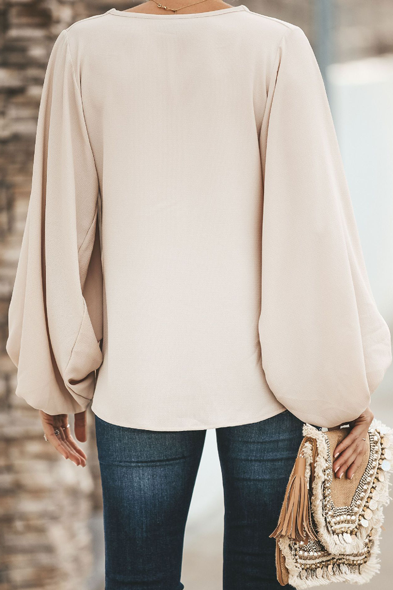 Kaynafashions - Fashion Elegant Solid Patchwork V Neck Tops(3 Colors)