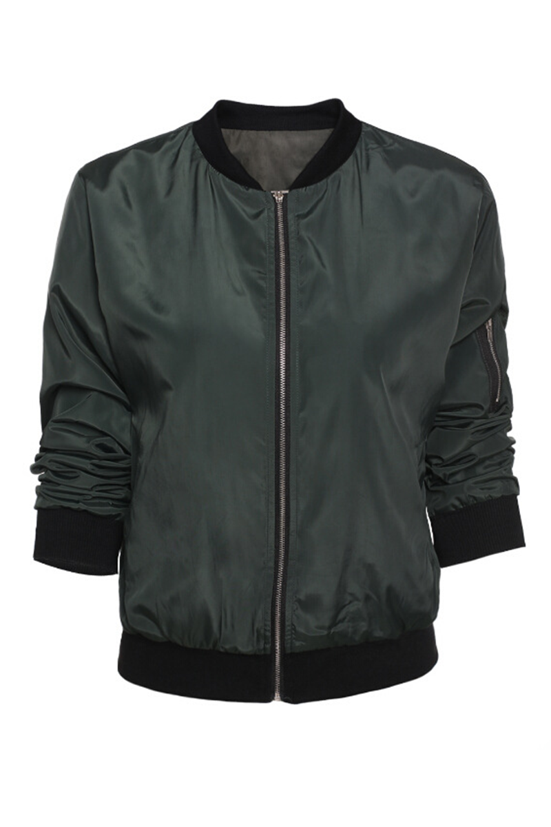 Kaynafashions - Fashion Solid Patchwork Zipper Collar Outerwear(3 colors)