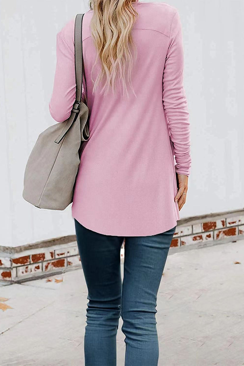 Kaynafashions - Fashion Casual Patchwork Buttons V Neck T-Shirts(6 Colors)