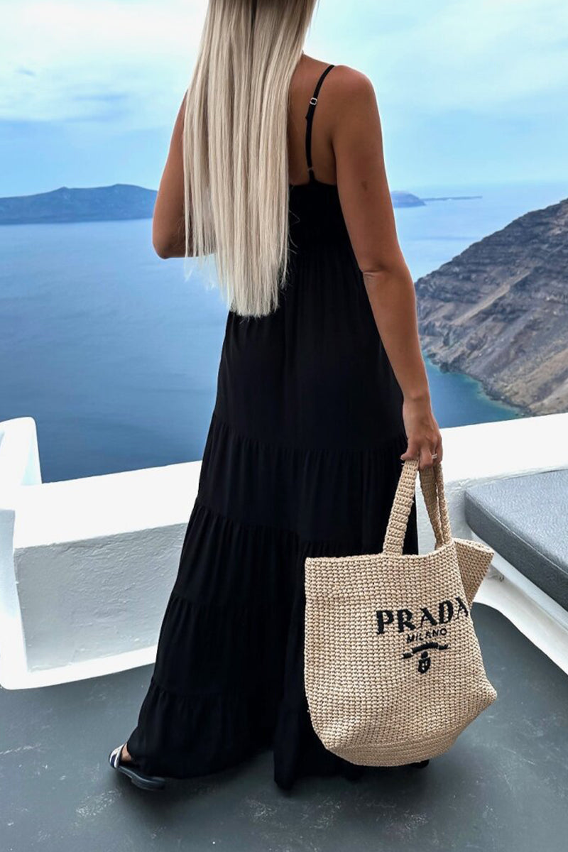 Kaynafashions - Sexy Simplicity Solid Fold V Neck Cake Skirt Dresses(6 Colors)