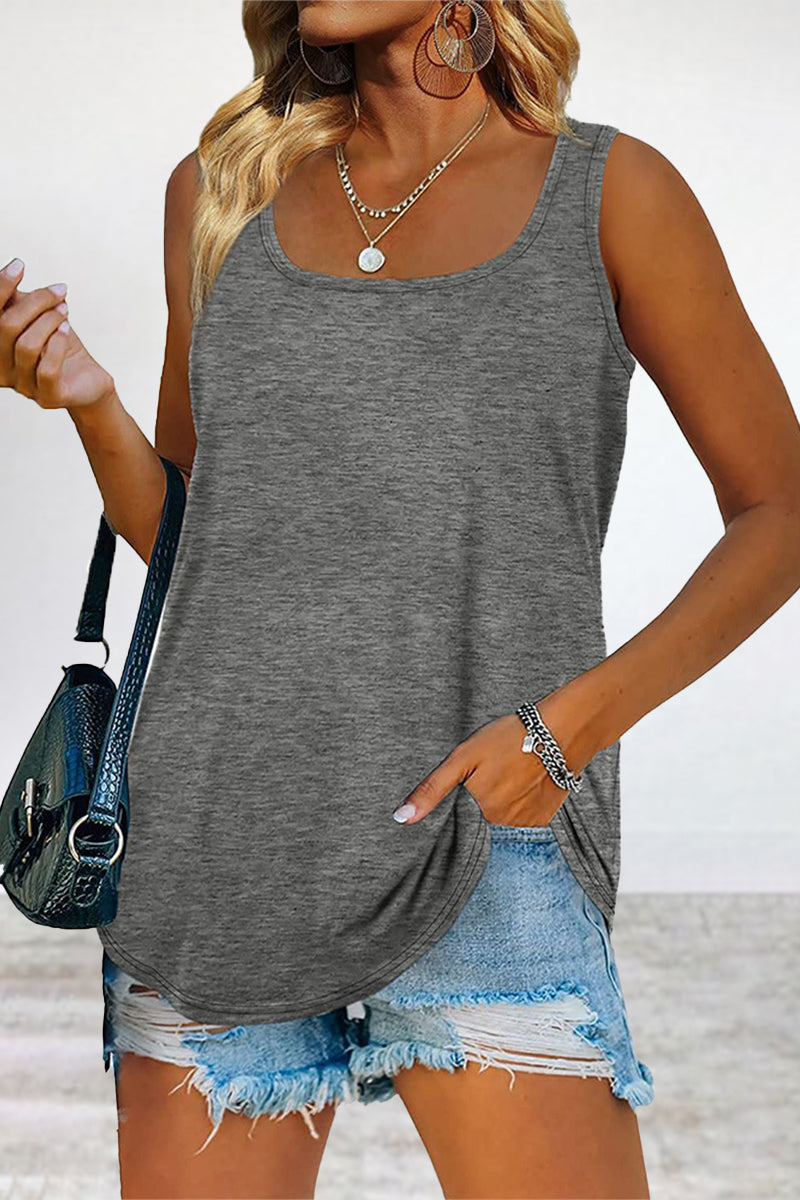 Kaynafashions - Casual Simplicity Solid Solid Color Square Collar Tops(4 Colors)