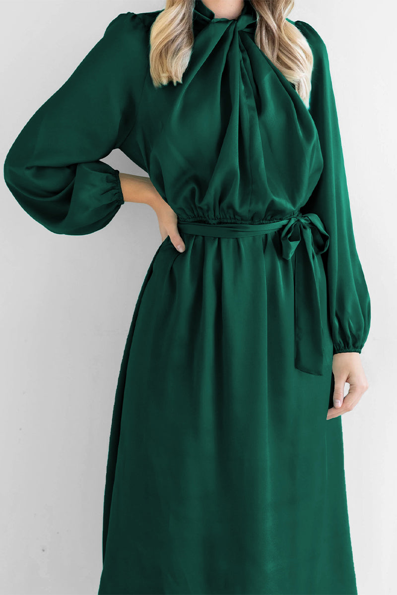 Kaynafashions - Sweet Elegant Solid Bandage Mandarin Collar A Line Dresses(4 Colors)