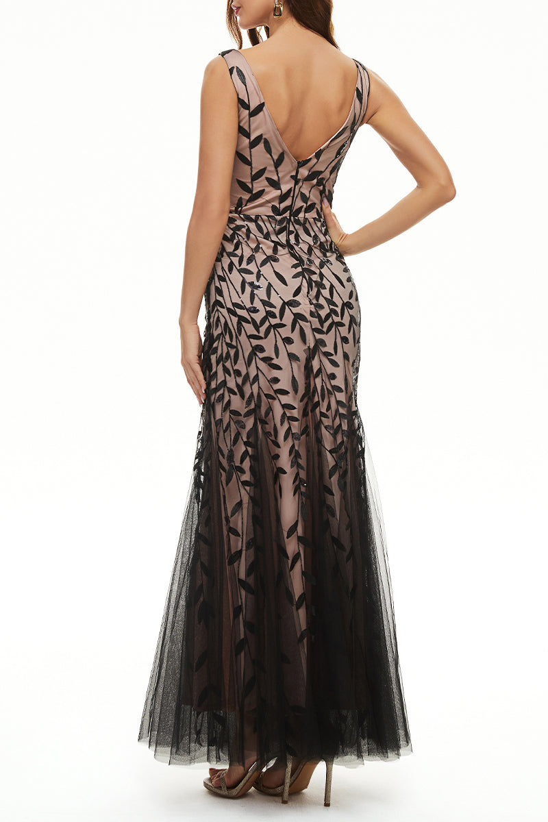 Kaynafashions - Elegant Formal Patchwork Embroidered V Neck Evening Dress Dresses(10 Colors)
