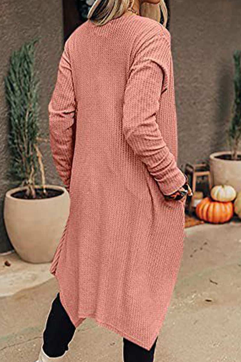 Kaynafashions - Casual Solid Asymmetrical O Neck Cardigans(8 Colors)