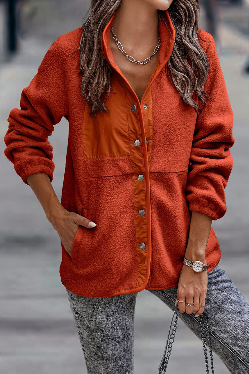 Kaynafashions - Casual Solid Patchwork Pocket Half A Turtleneck Outerwear(7 Colors)